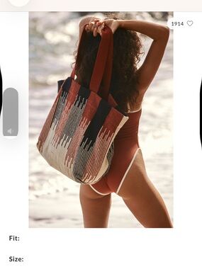 Free People Black and White Knit Bag with Red Trim